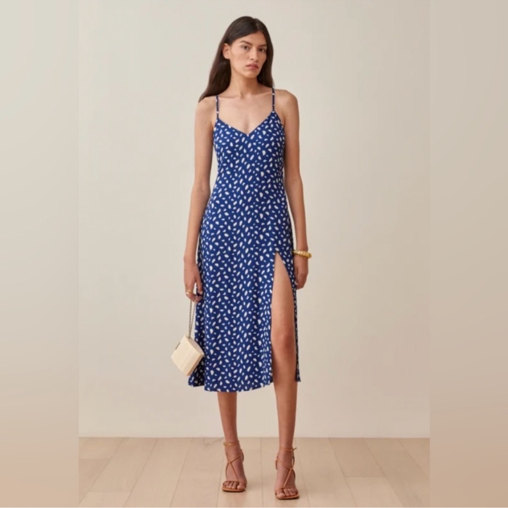 NWT Reformation Crimini Dress - Blue Polka Dot Sz 4